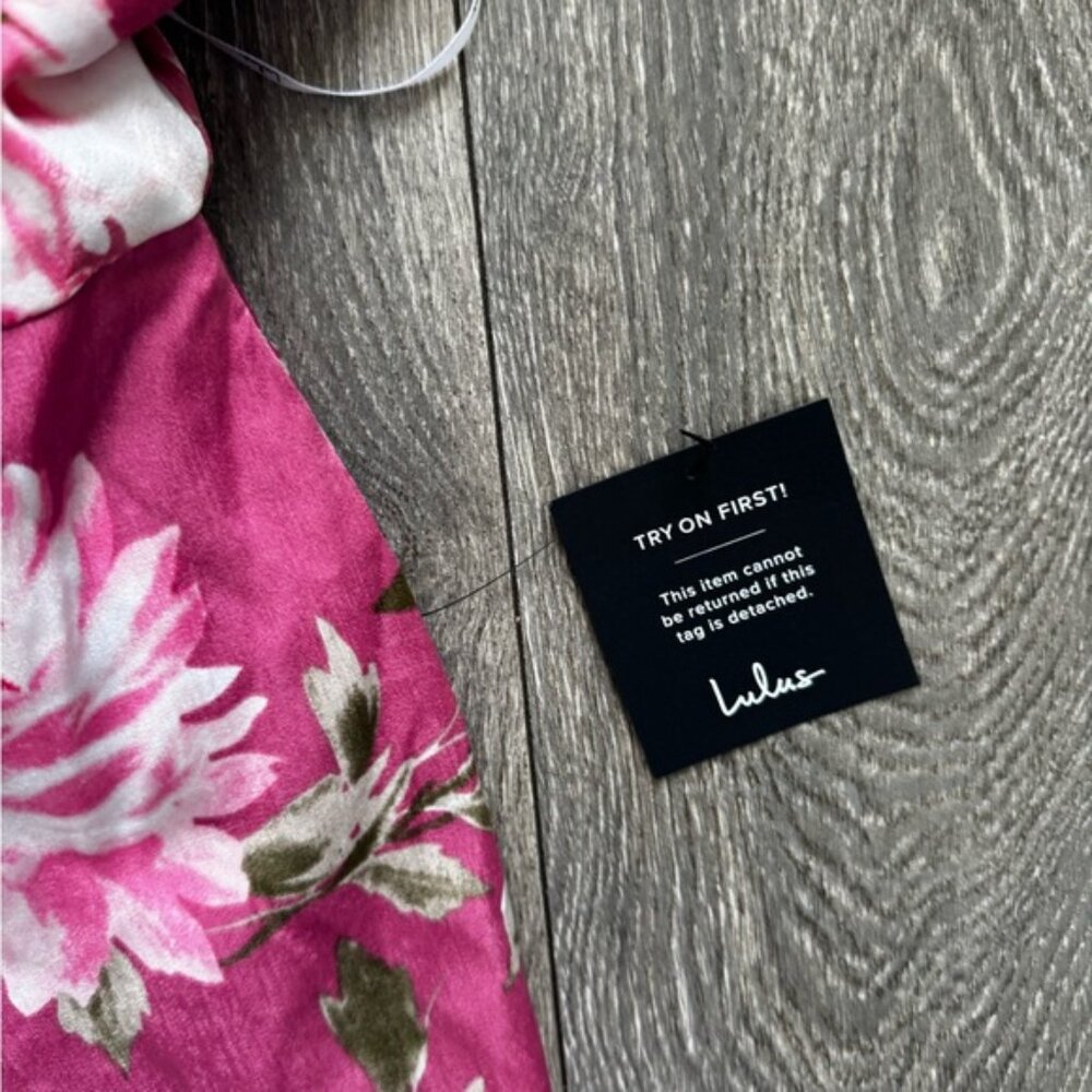 Lulu's Pink Spaghetti Strap Floral Maxi Dress Small - Picture 8 of 8